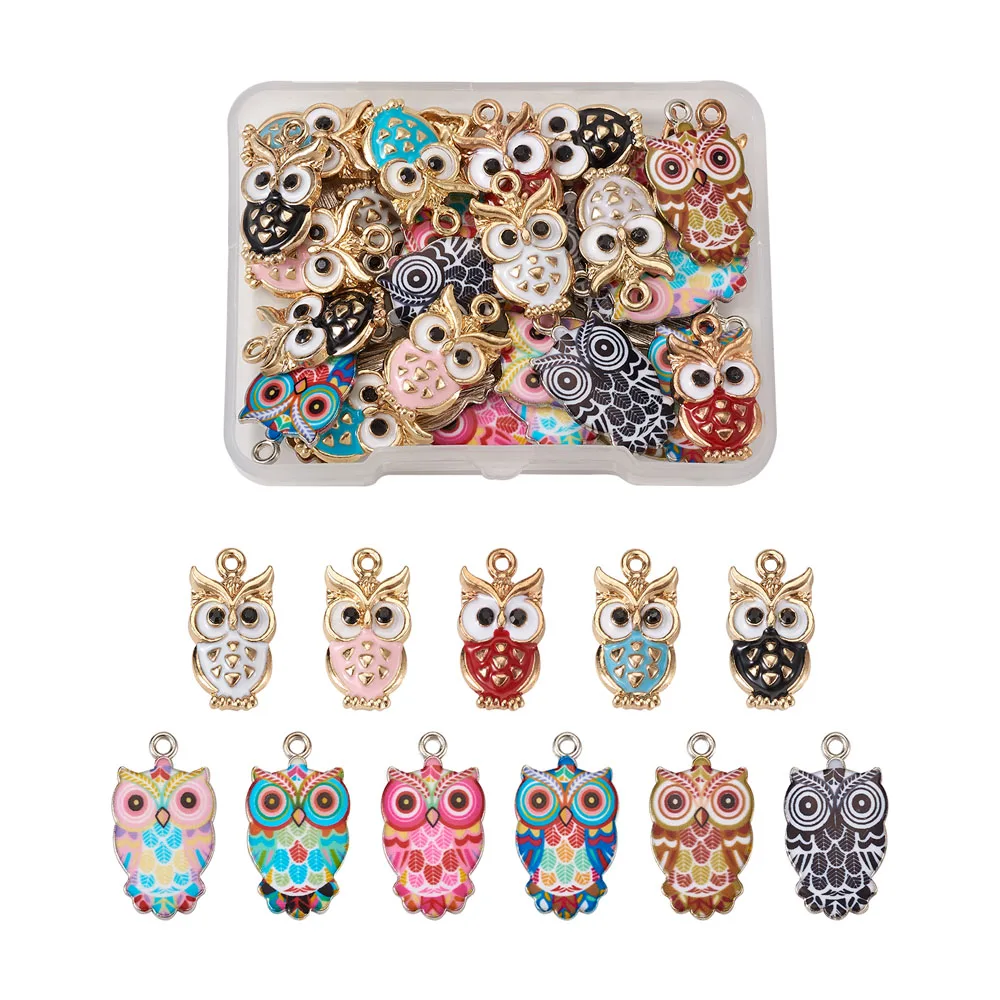 

pandahall Alloy Enamel Pendants Owl Trigram for Jewelry Making DIY Mixed Color, 23.5x13x2mm, Hole:1.6mm 33pcs 21x18x2mm 20pcs