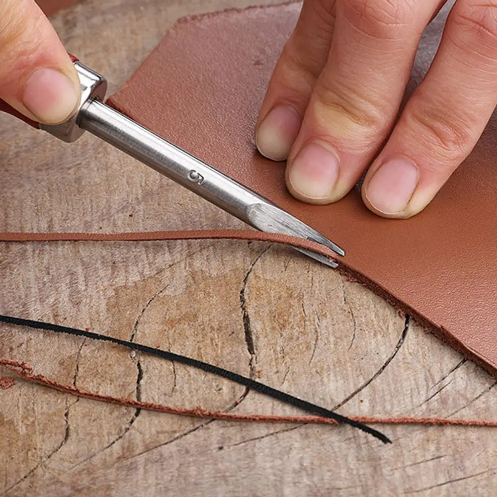 

0.8mm/1mm/1.2mm/1.5mm Leather Trimmer Wood+Steel Manual Diy Leather Engraving Handle Tool for leather Chamfering and Trimming