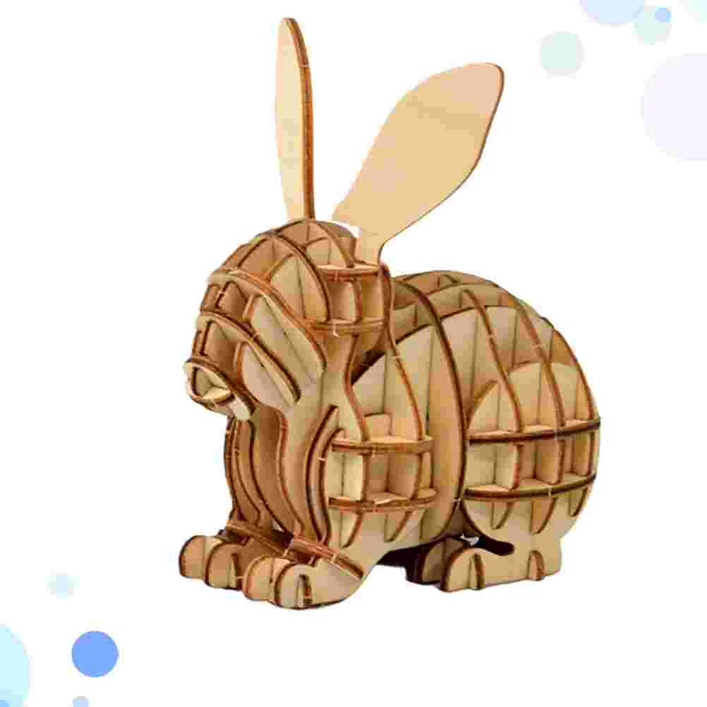 

Wooden Puzzle Plaything 3D Puzzle DIY Craft Puzzle Jigsaw Puzzle Model for Kids Children (Rabbit)