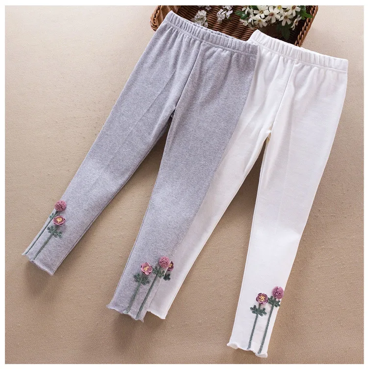 Модные леггинсы с цветочным рисунком для маленьких девочек осенние детские