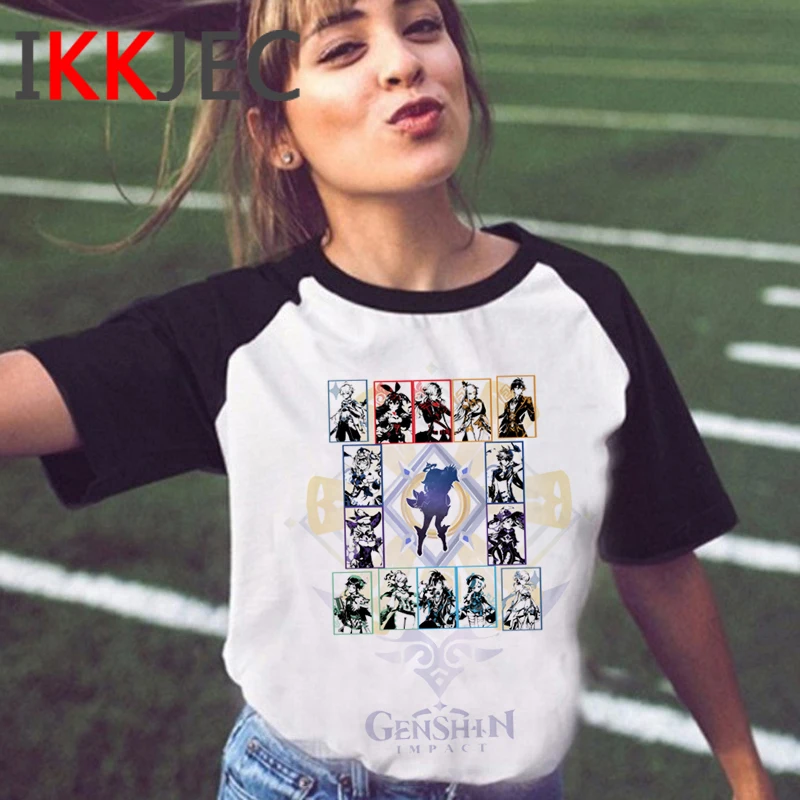 

Genshin Impact летний топ для мужчин ulzzang harajuku kawaii японский Графический Тройник harajuku футболка одежда