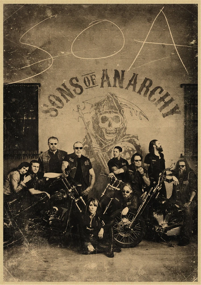 Плакат Сыновья Анархии из классического фильма постер крафт-бумаги для бара кафе