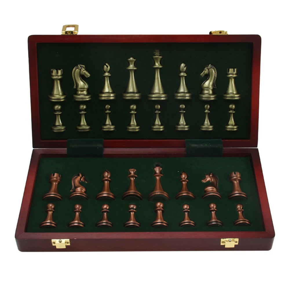 

International Chess Professional Chess Wooden Set Children Kids Folding Chess Game Board Gift for Game Birthday Entertainment