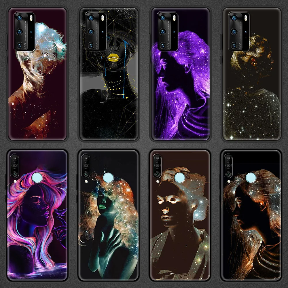 

Silicone Case for Huawei P10 P20 Pro P30 P40 Lite E P40 Pro Plus P Smart Z 2021 Luxury Soft Phone Shell Cute Starlight Girl