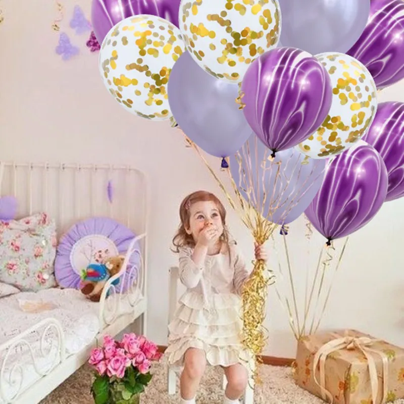 20 шт./лот латексные шары с белыми розовыми мраморными золотыми конфетти Детские