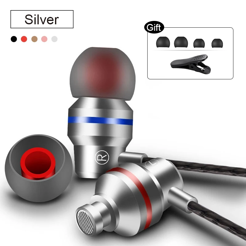 Silver Hisomone наушники-вкладыши проводные наушники 3,5 мм с микрофоном стерео гарнитура для мобильного телефона Xiaomi samsung fone de ouvido - Цвет: Silver