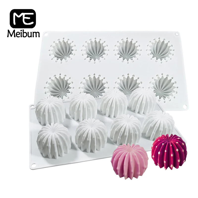 

Meibum 8 Cavity Cactus Cake Mold Silicone Baking Mould Pastry Decorating Tool Chocolate Mousse Dessert Pan Candle Plaster Molds