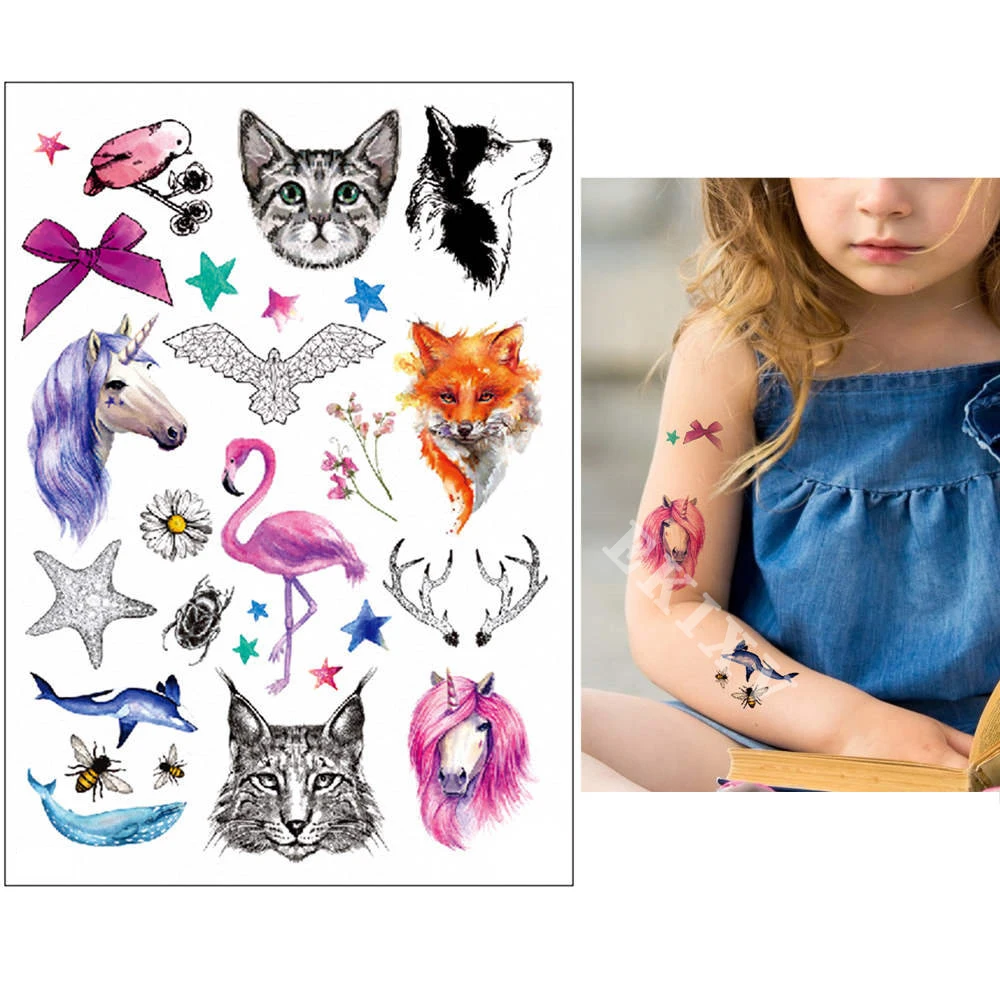 Водостойкие Временные татуировки наклейки Милу олень персонализированные для