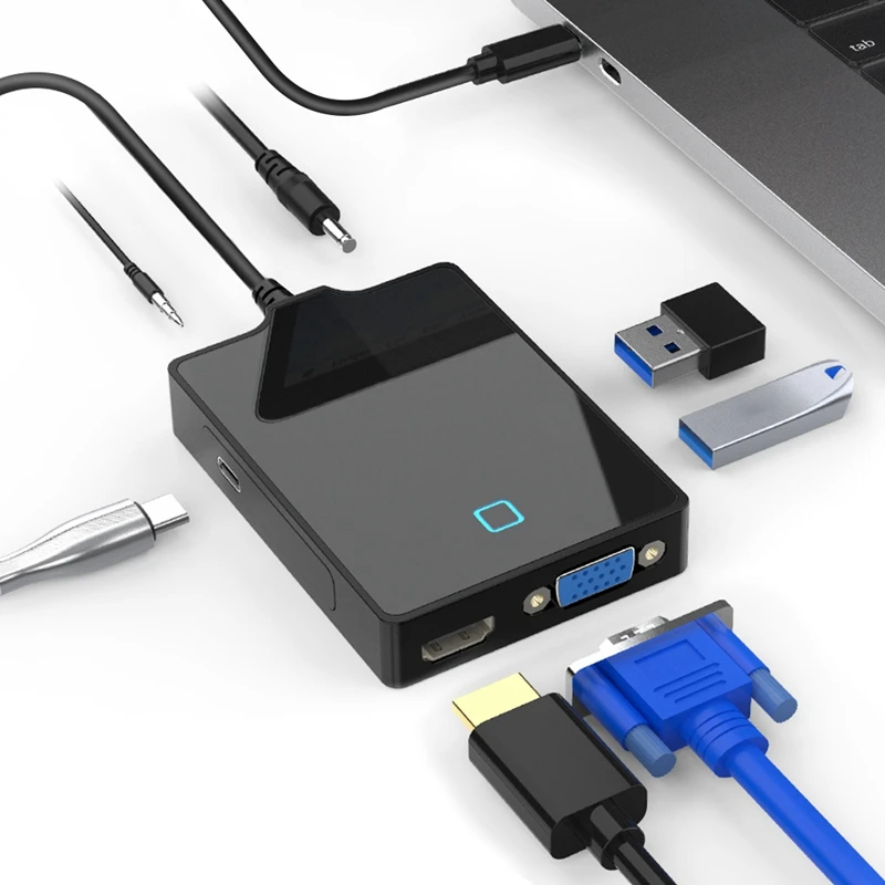 

Type-C Docking Station 6-In-1 Multi-Function Hub USB 4K HDMI VGA HUB for Pro