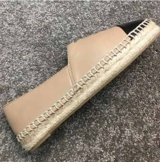 

Classical Top Quality Luxury Brand Design Goat Leather Woman Espadrilles Slip On Loafers Comfortable Flat Fisherman Shoes