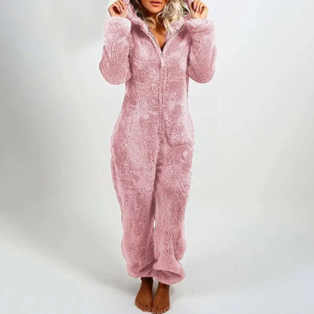 

Женская зимняя Пижама с капюшоном, Коралловая длинная теплая Толстая Домашняя одежда, милый флис, E2s7