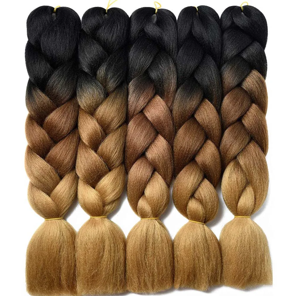 24 дюйма с эффектом деграде (переход от темного к волосы в косичках синтетика