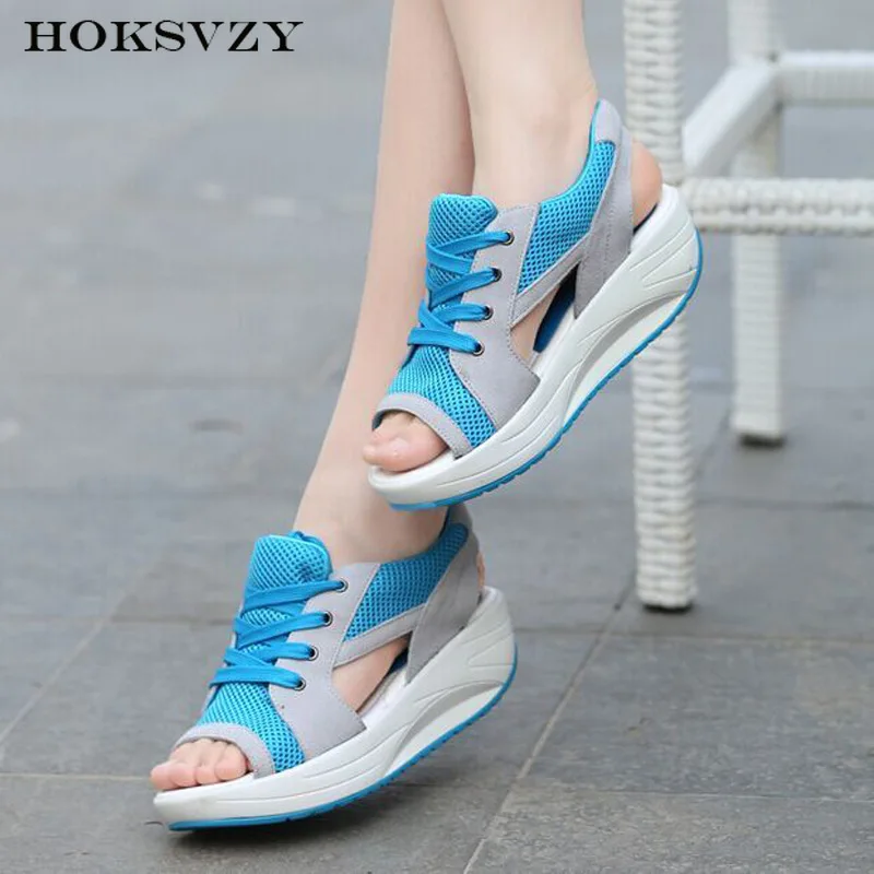 HOKSVZY/сандалии на рифленой подошве Толстая подошва с наклоном Дышащая обувь