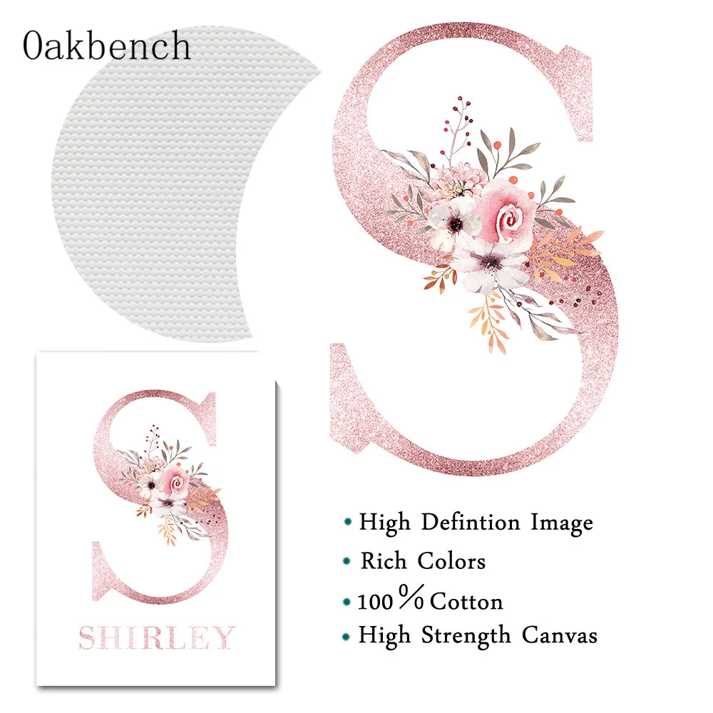 

Nursery Wall Paintings Rabbit Bunny Poster Custom Name Posters And Prints Personalise Print Flowers Pictures Kids Bedroom Decor