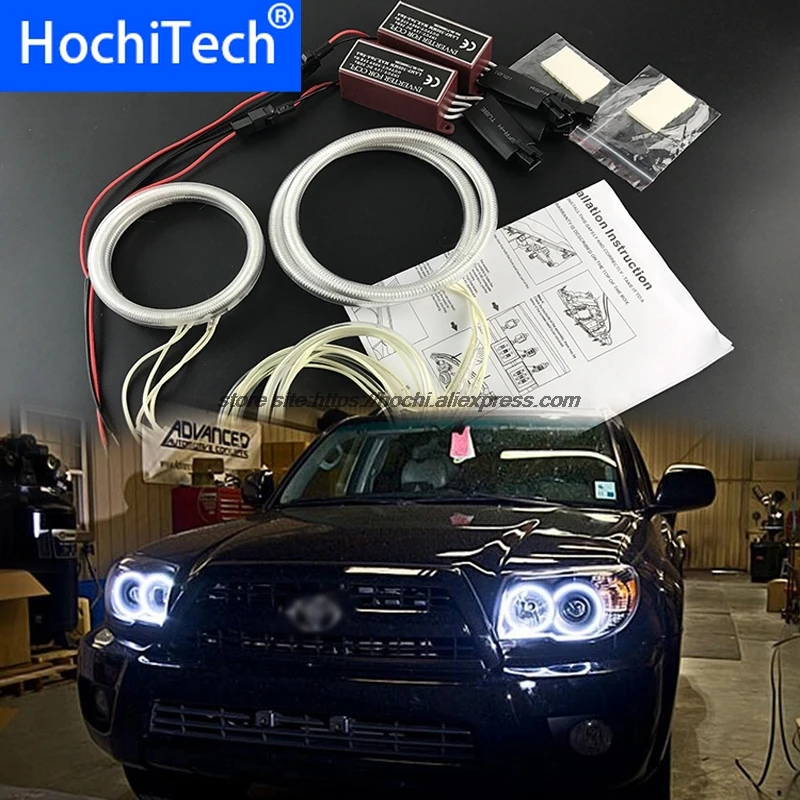 HochiTech ccfl ангельские глазки комплект белый 6000k гало кольца с подсветкой на флуоресцентных лампах фары для Toyota 4runner 2006 2007 2008 2009