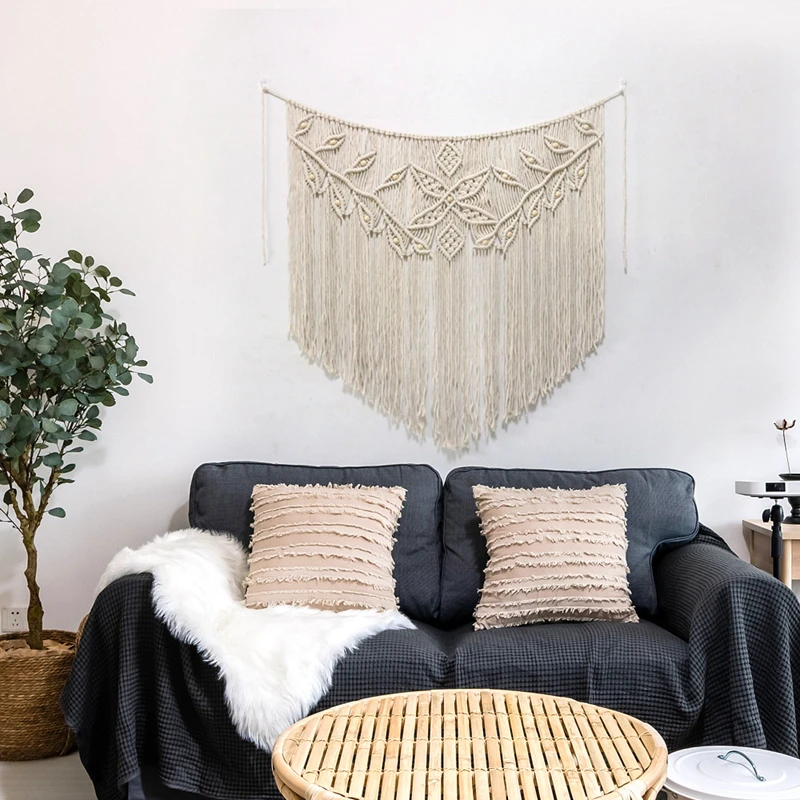 

Wall Hanging Elegant Macrame Tapestry Bohemian Chic Home Background Decoration for Bedroom Living Room Handwoven Flower Tapestry