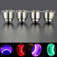 4/2/1 PC Marine Stainless Steel 12V LED Light Recessed Built-in Car Cup Drink Holders Sailing Light for Rowing Boats Car