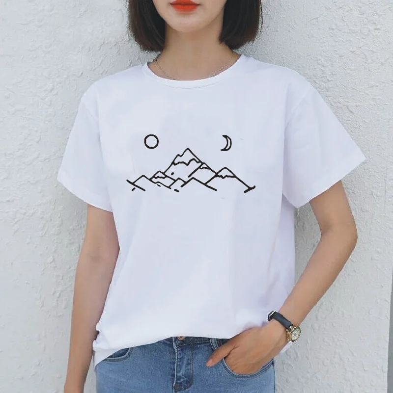 Футболка женская с принтом Для Путешествий Походов влюбленных топы повседневные