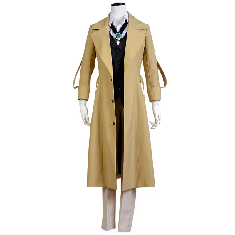 

Bungo Stray Dogs Armed Detective Agency Osamu Dazai Cosplay wig Trench Coat Pants Vest Literary Stray Dogs Halloween Costume