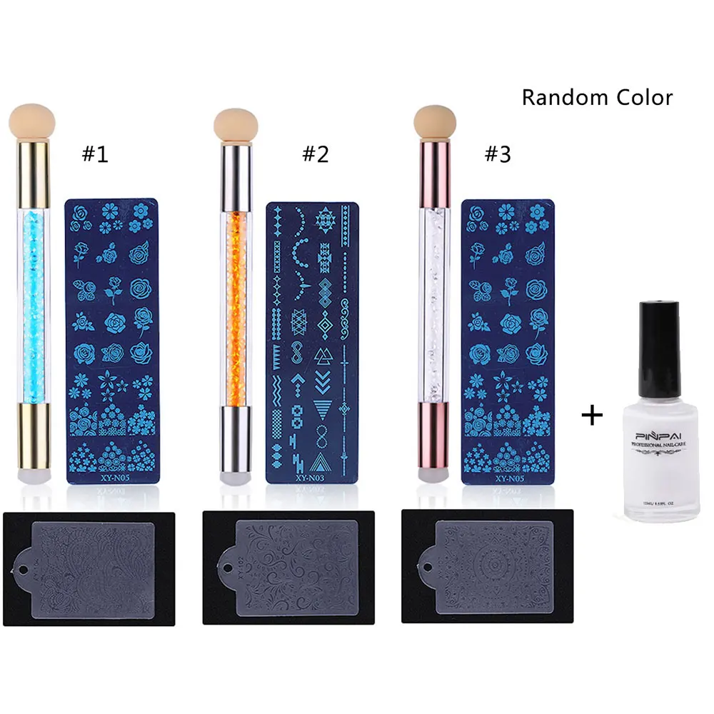 Набор пластин для маникюра сделай сам с скребком и губкой стемпера из силикагеля