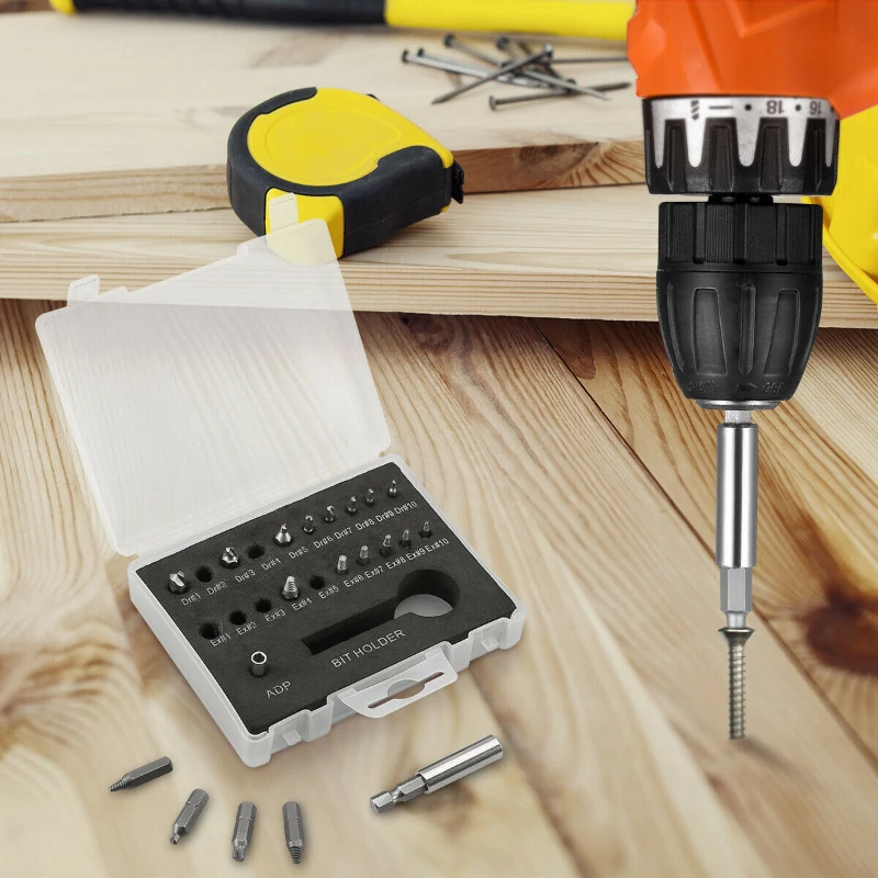 

22 Pieces of Screwdriver Quick Remover Broken Bolt Rusty Removal Tool Professional Screw Drill Bit Removal Woodworking Tool