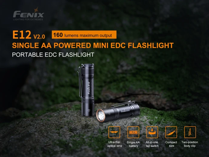 Водонепроницаемый светодиодный фонарик Fenix E12 V2.0 для повседневного