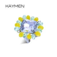 kaymen personality especial handmade statement crysal ring for women girls wedding engagement fashion ring jewelry open ring