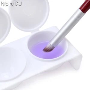 Контейнер для ногтей с двойной тарелкой, 1 шт., пластиковая чаша с крышкой, оборудование для ногтевого дизайна, для акриловой жидкой пудры, УФ-геля