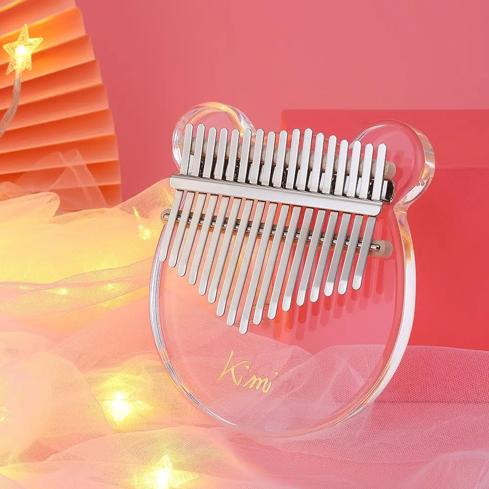 

Kimi 17 Keys Kalimba Acrylic Thumb Piano with Tuner Hammer Gig Bag Bear Mbira Sanza Mini Thumb Piano Finger Keyboard Instrument