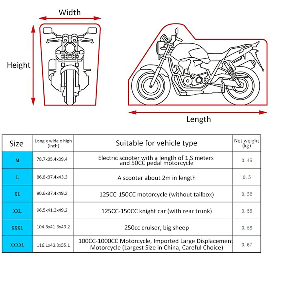 

Motorcycle Cover All Season Waterproof Sun Outdoor Protection Scooter Cover with Lock Holes Tear-Proof Heavy-Duty