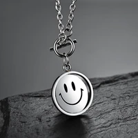 new year gifts 2021 rotatable smile face cry face pendant necklace stainless steel punk presents for men boy jewelry link chain