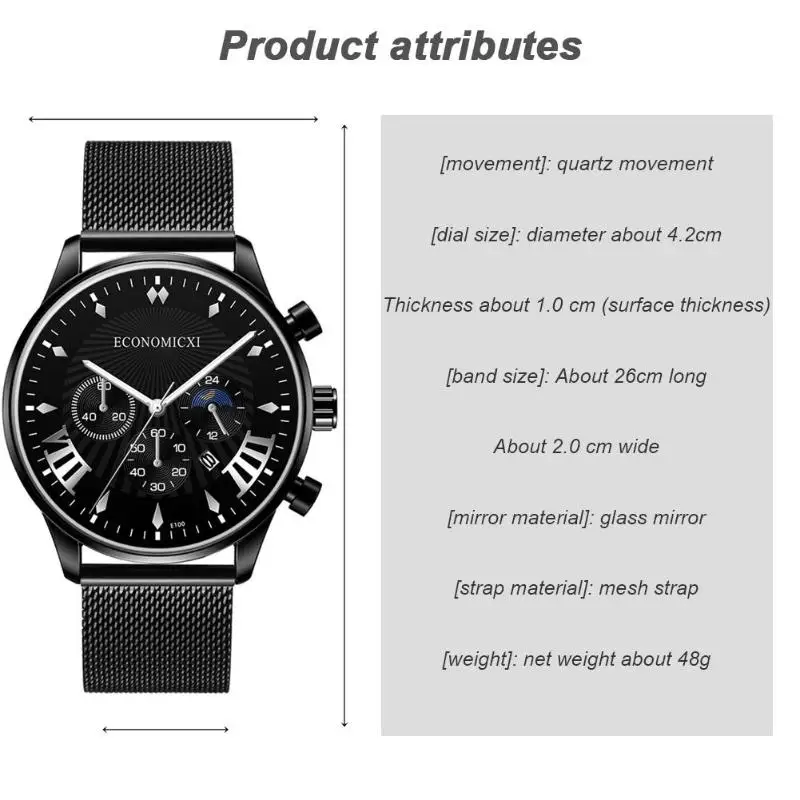 

Fashion Casual Business Men's Watch Mesh Belt Simple Roman Digital Analog Quartz Watch Jewelry Gift