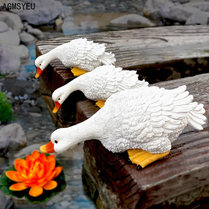 Креативная уличная имитация питьевой утки украшения из смолы искусственные