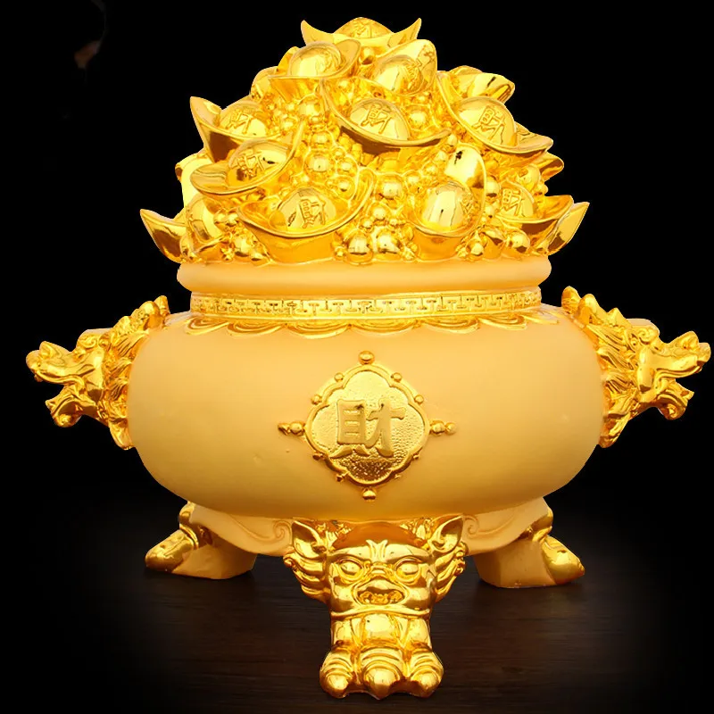 Chinese Style Golden Treasure Board Lucky Plate Resin Ornaments Home Study Living Room Crafts Gifts Shop Opening Auspicious | Дом и сад