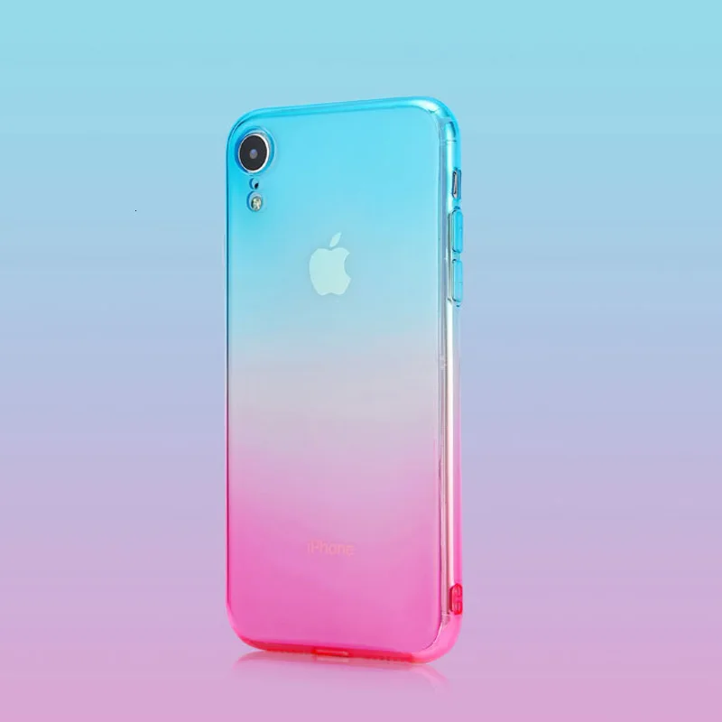 Чехол для мобильного телефона с градиентом iPhone X XS XR XSMax 8 7 6 6splus 5 5S 5SE прозрачный
