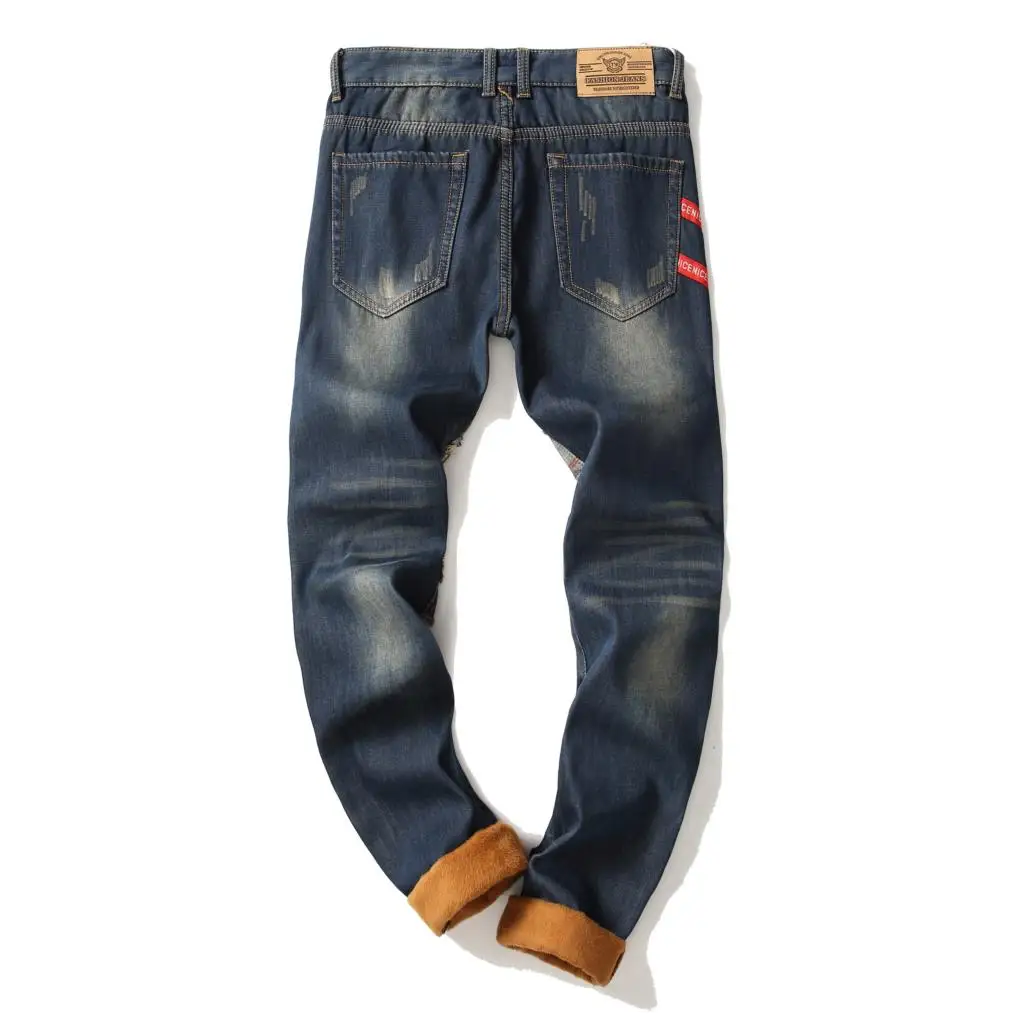 Новая Осенняя мужская обувь из джинсовой ткани джинсовые штаны с дырками в стиле