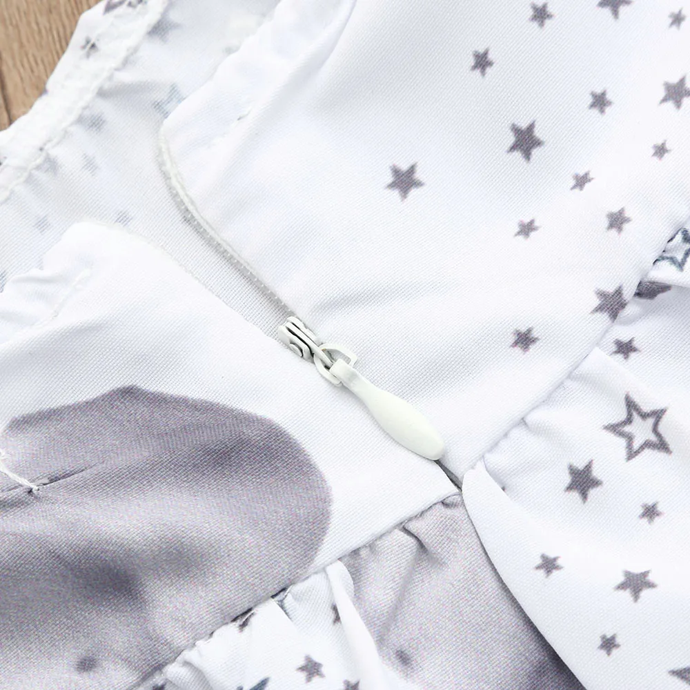 Детское платье для малышей маленьких девочек со звездами и принтом слон платья