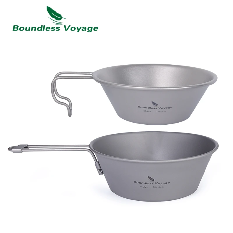 Boundless Voyage 300ml / 450ml Titanium Bowl Sierra Cup Camping Pot Outdoor Hiking Lightweight Durable Tableware