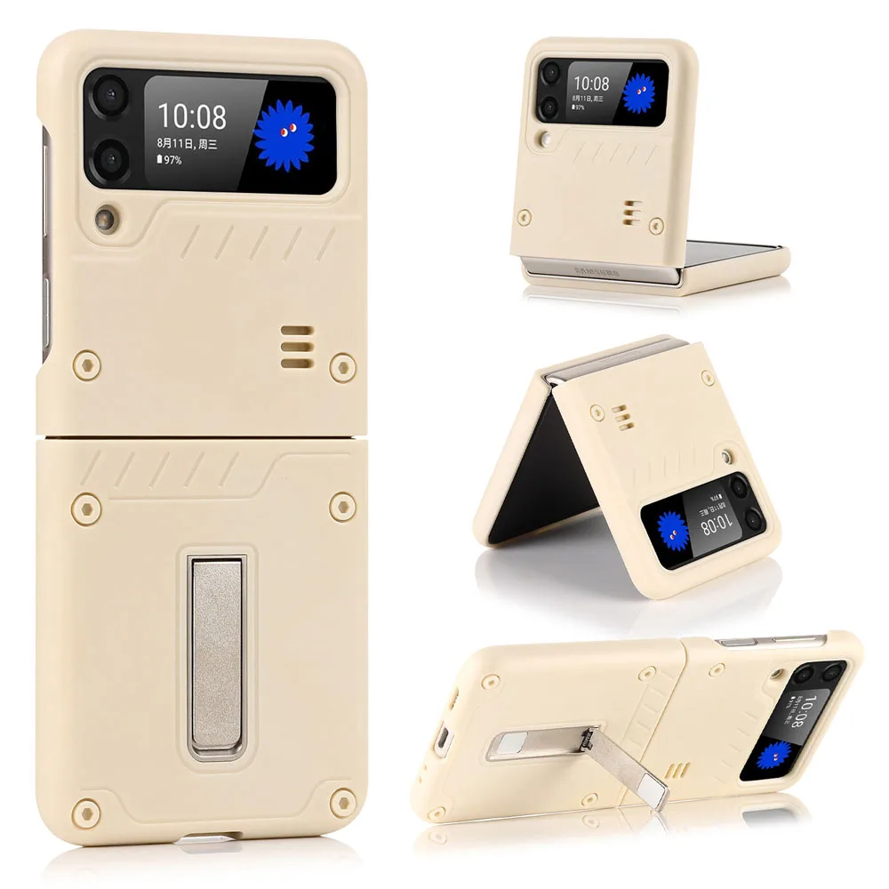 

Phone Case For Samsung Galaxy Z Flip 3 5G Candy Color Simple Business Style Frosted Mini Invisible Stand Cover