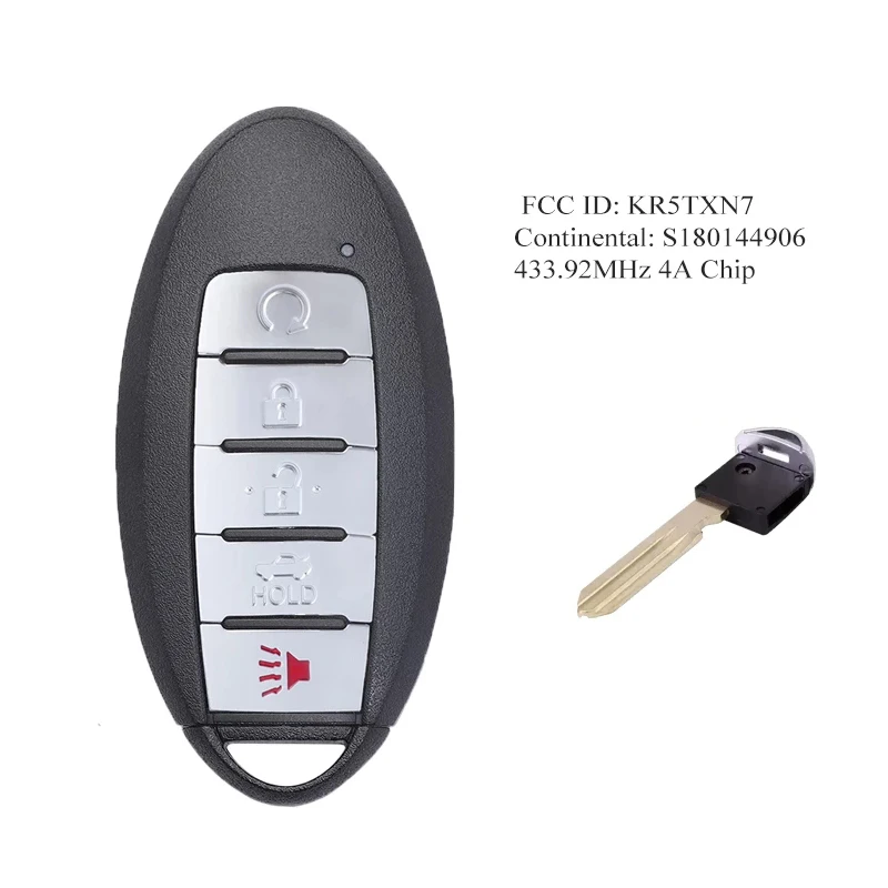 Keyecu S180144906 умная фотография 5 кнопок 433 92 МГц 4A чип для Nissan Maxima 2019 2020 FCC ID: KR5TXN7 |