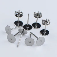100pcslot stainless steel blank post earring studs base pins with earring plugs ear back for diy jewelry making findings