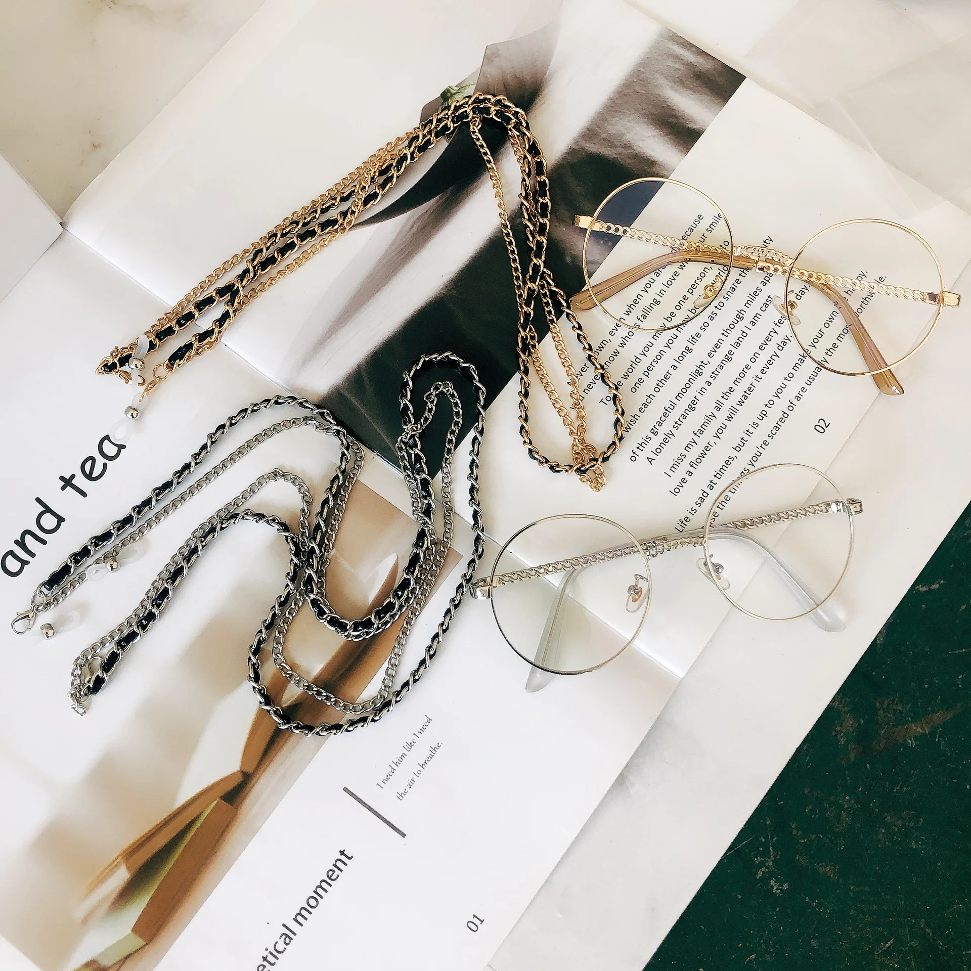 2020 Vintage Double Layers Fashion Women face mask chain lanyard Holder sunglasses glasses accessories | Аксессуары для одежды