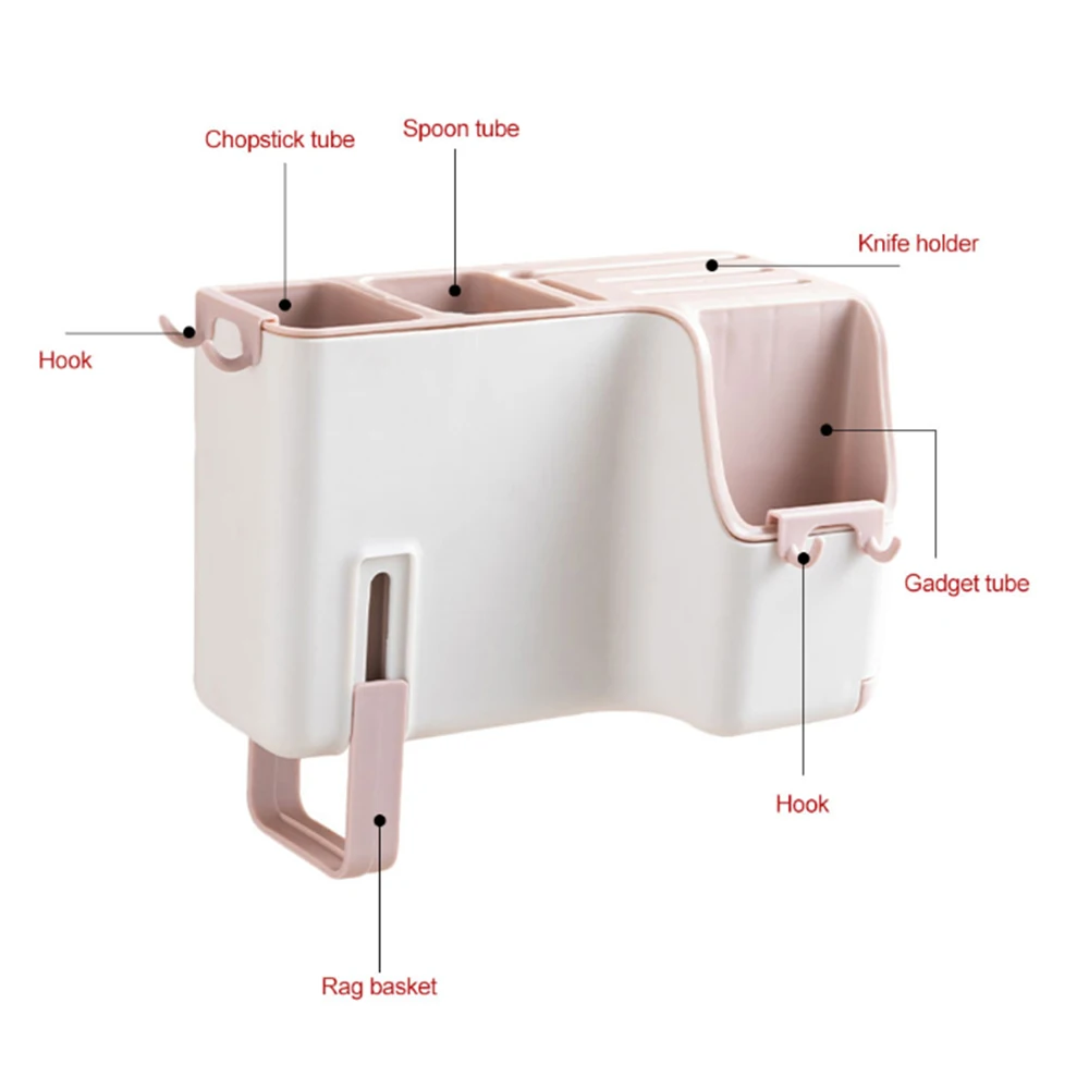 

2021 Popular Multifunctional Wall-mounted Chopstick Holder Drain Spoon Chopstick Cage Home Kitchen Tableware Storage Box