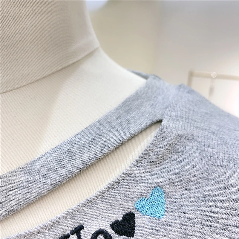 

2021 Summer Korean Style Loose Plus Size Heart Letter Embroidery Ladies Top Tee Slimming Short Sleeve Fashion Women T-shirt