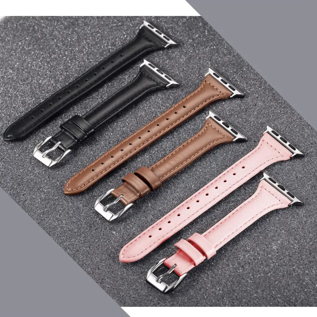 Ремешок из натуральной кожи для apple watch Series 6 se 5 4 3 тонкий браслет iwatch band 38 мм 42 44 40 |