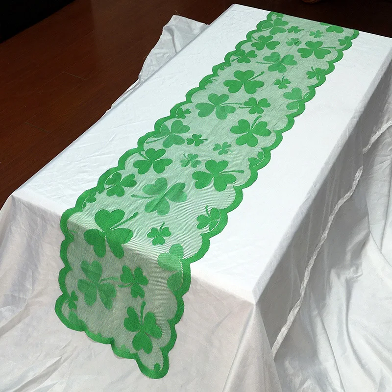 

Newly Party Decorative Table Runners Placemat Set Shamrock Pattern Tablecloth Party Supplies for St. Patrick's Day VA88