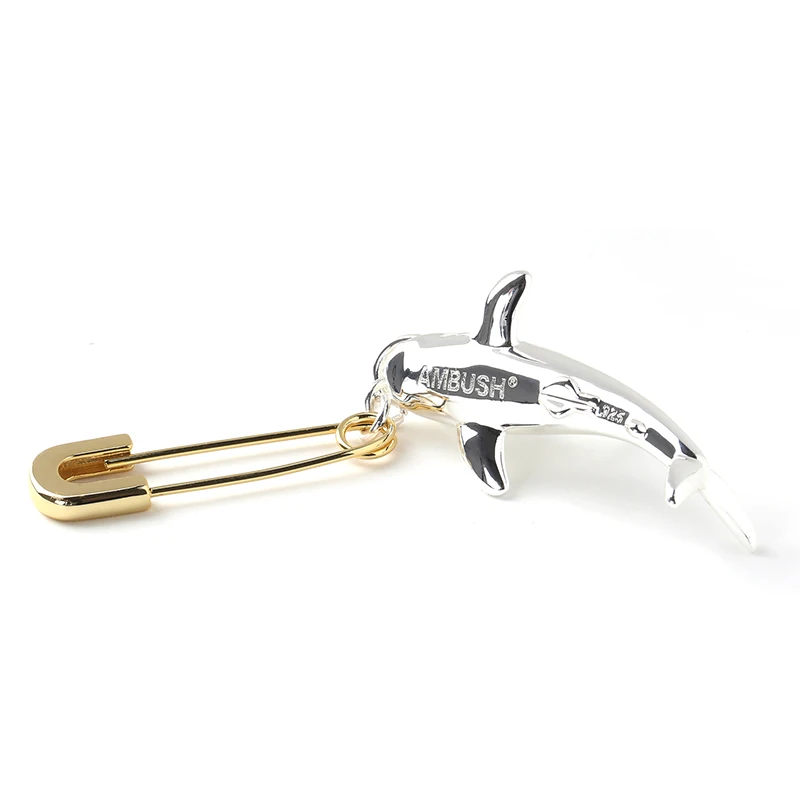 

1Pc Fashion New AMBUSH INS Shark Pin Gold Earrings Simple Temperament Female Goddess Earrings Hip Hop Jewelry For Women Men Gift