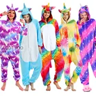 Пижама в виде единорога, Ститч, панда, взрослые животные, комбинезоны, для женщин и мужчин, для пар, зима 2020, Пижамный костюм, ночная рубашка, фланелевые пижамы