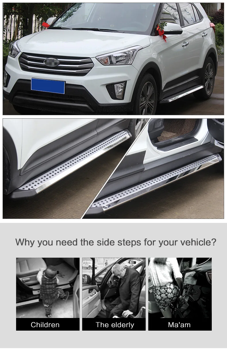Боковой шаг Беговая доска боковой бар для HYUNDAI IX35 к IX25 SANTAFE TUCSON GRAND SANTAFE, высокое качество, сверхмощный