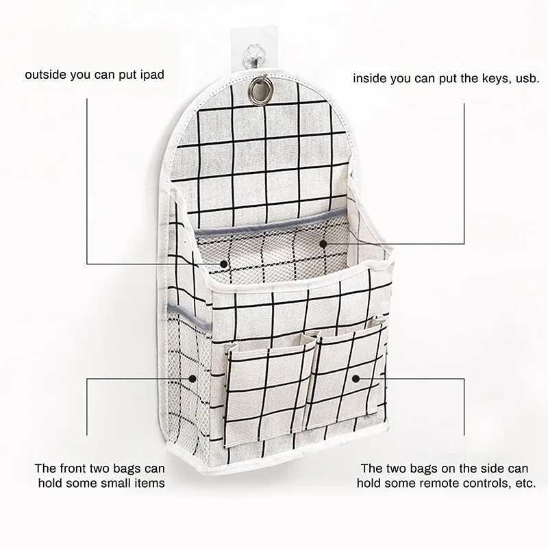 

Wall Mounted Multi-function Waterproof Bag Organizer Cotton Linen Toiletry Bag Home Hanging Storage Bag Room Organizer